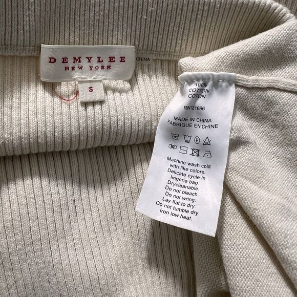 Demylee Midi Tube Dress Size S Beige Cotton Knit Fit Flare Minimalist - Picture 4 of 8